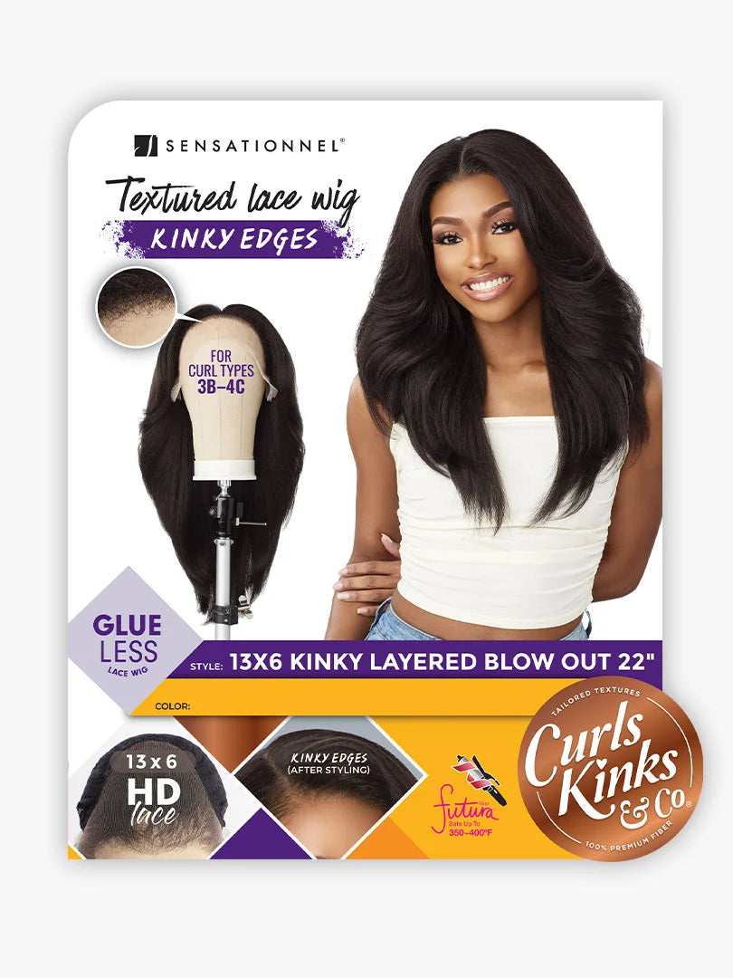 Sensationnel Curls Kinks & Co Synthetic Hair 13x6 Glueless HD Lace Wig KINKY LAYERED BLOW OUT 22