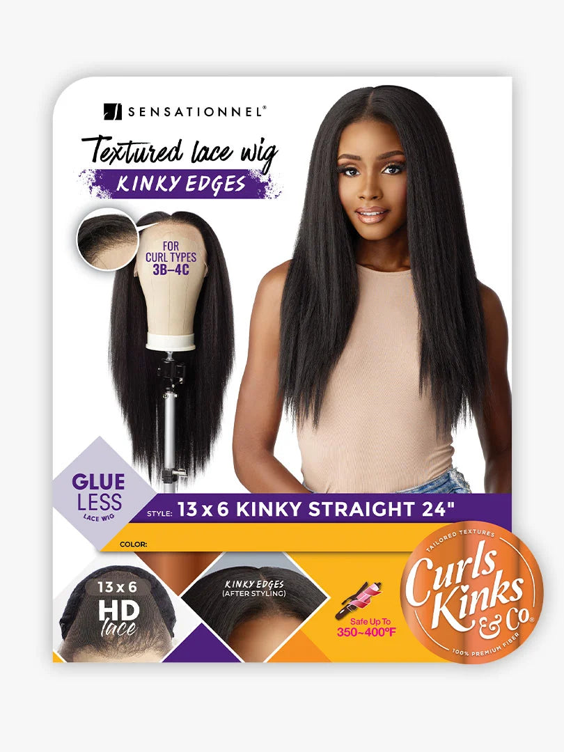 Sensationnel Curls Kinks & Co Synthetic Hair 13x6 Glueless HD Lace Wig KINKY STRAIGHT 24