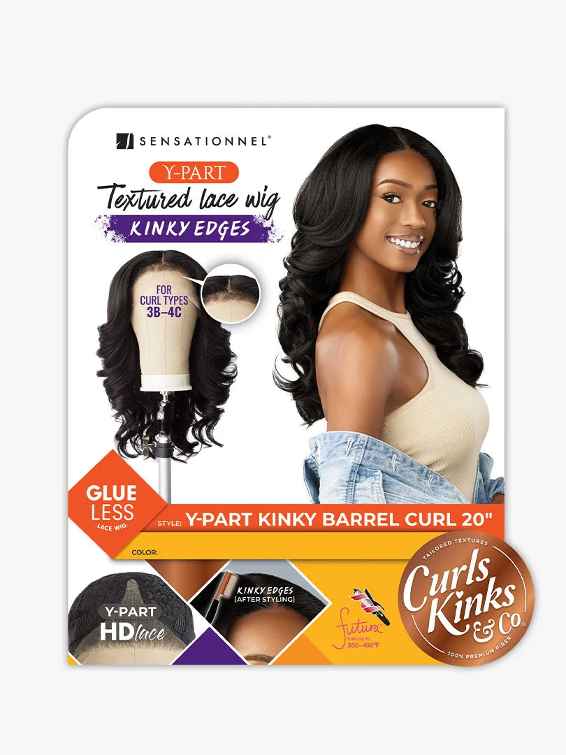 Sensationnel Curls Kinks Glueless Kinky Edges Textured HD Lace Part Wig Y-PART KINKY BARREL CURL 20"