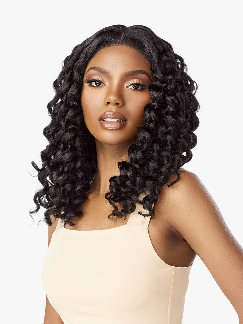 Sensationnel Curls Kinks Textured Glueless HD Lace Front Wig Y-PART KINKY Edges ROD CURL 18"