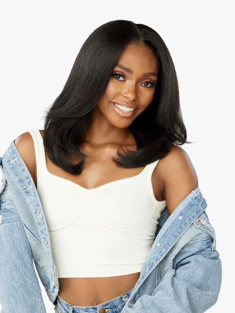 Sensationnel Curls Kinks & Co Glueless HD Transparent Lace Part Wig KINKY EDGES Y-PART KINKY STRAIGHT 18"
