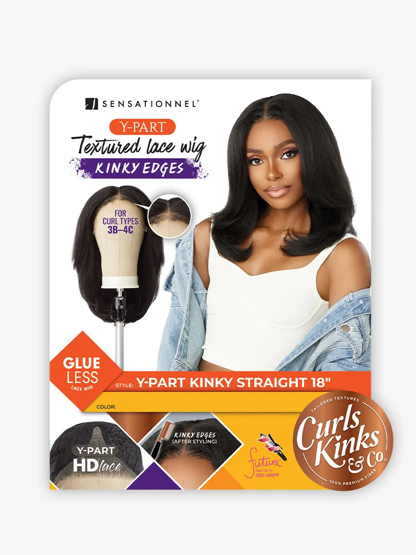 Sensationnel Curls Kinks & Co Glueless HD Transparent Lace Part Wig KINKY EDGES Y-PART KINKY STRAIGHT 18"