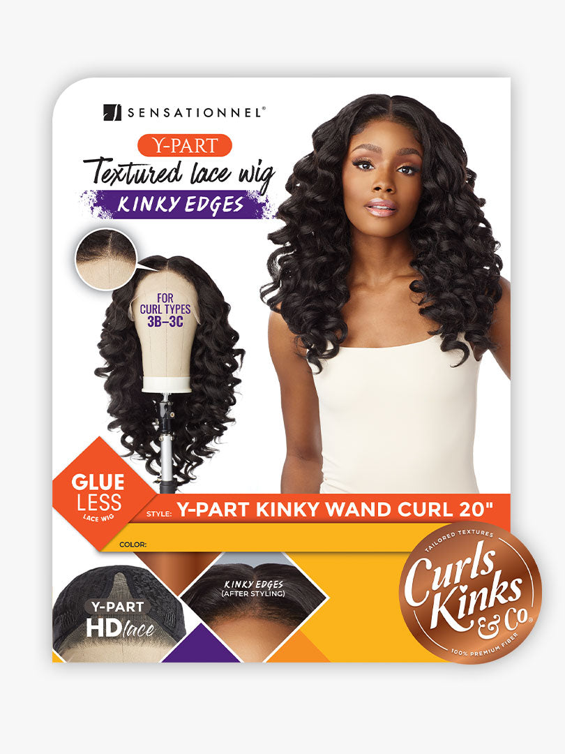 Sensationnel Curls Kinks & Co Synthetic Hair Glueless HD Lace Wig Y PART KINKY WAND CURL 20