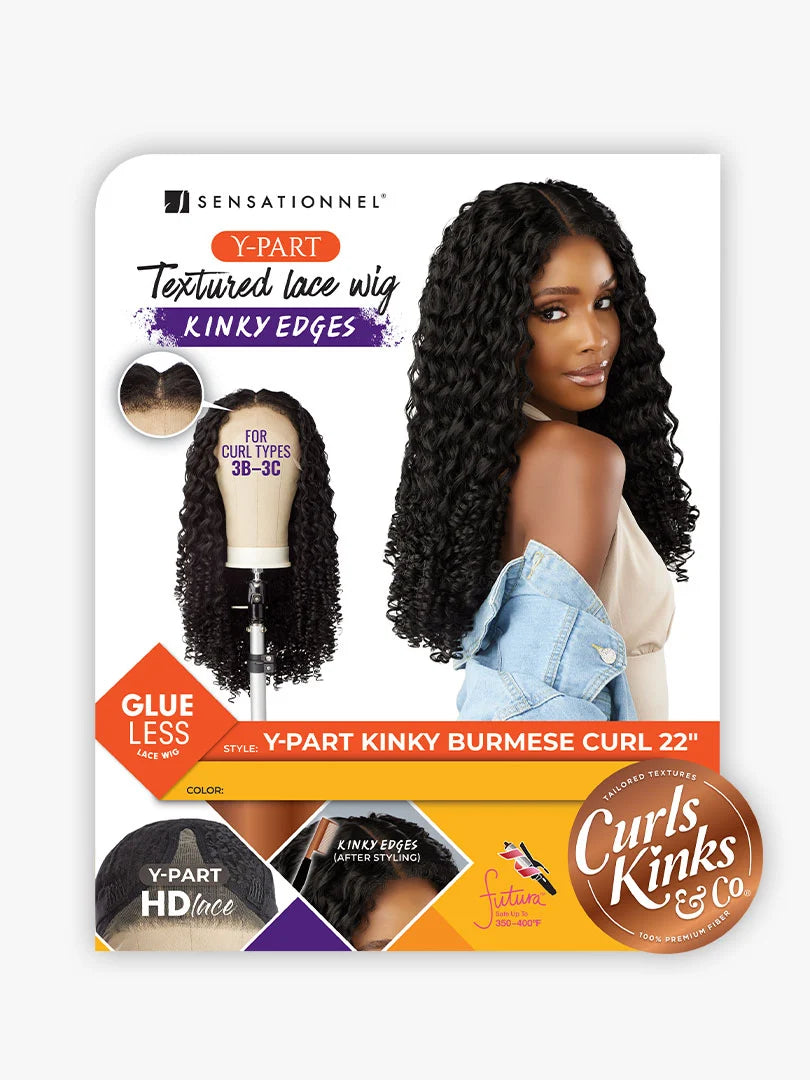 Sensationnel Curls Kinks & Co. Glueless HD Lace Front Wig Y-Part Kinky Burmese Curl 22”