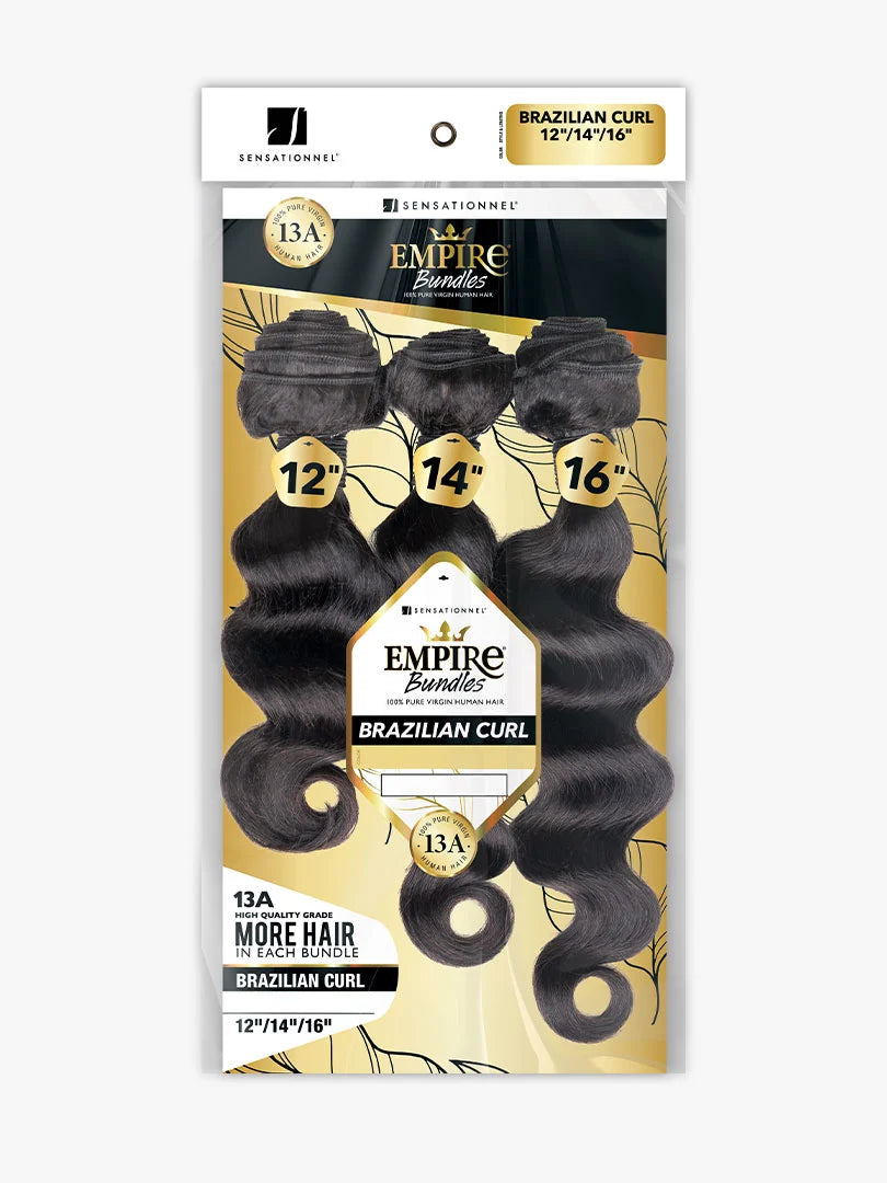 Sensationnel Empire Bundles 13A 100% Pure Virgin Human Hair Weave BRAZILIAN CURL Multi Pack 10/12/14