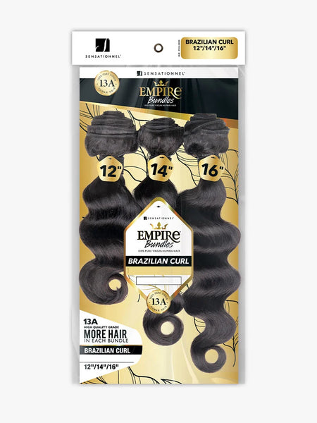 Sensationnel Empire Bundles 13A 100% Pure Virgin Human Hair Weave BRAZILIAN CURL Multi Pack 10/12/14