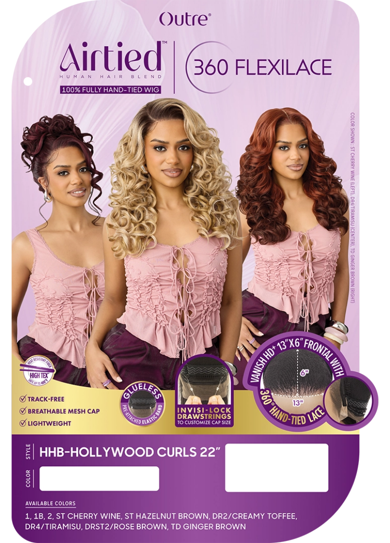 Outre Airtied- 360 Flexilace Glueless 13x6 HD Lace Frontal Wig HOLLYWOOD CURLS 22