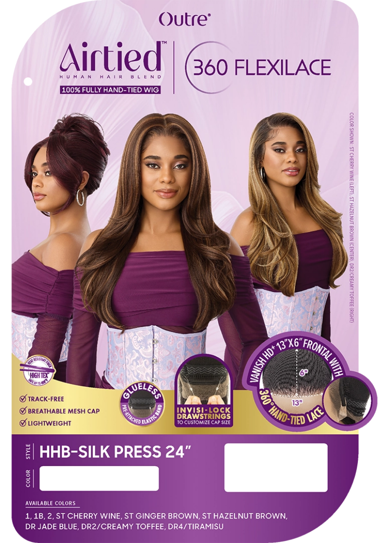 Outre Airtied 360 Flexilace Human Hair Blend Glueless 13X6" Lace Front Wig SILK PRESS 24