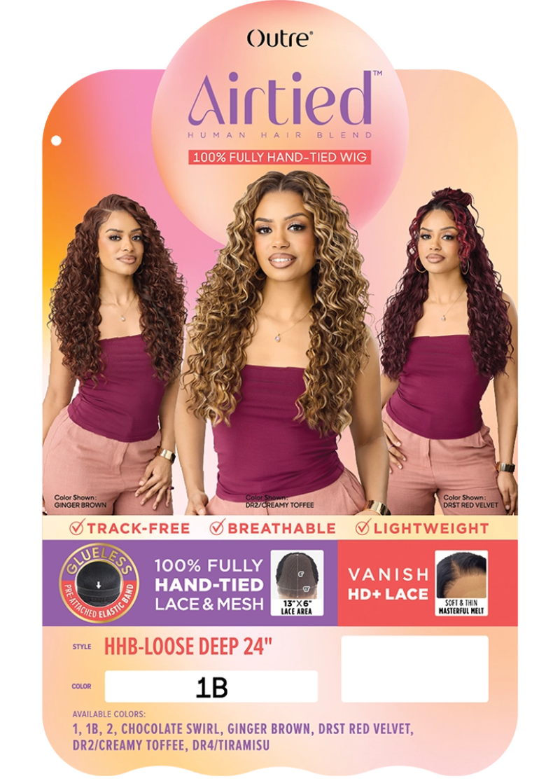 Outre Airtied Glueless Human Hair Blend 13x6 HD Lace Front Wig LOOSE DEEP 24"