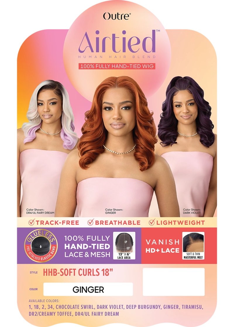 Outre Airtied Human Hair Blend 13x6 Glueless HD Lace Frontal Wig SOFT CURLS 18