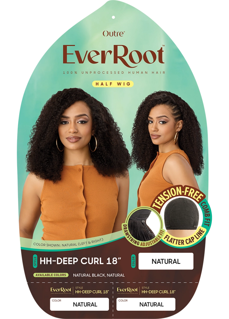 Outre EverRoot 100% Unprocessed Human Hair Half Wig DEEP CURL 18"