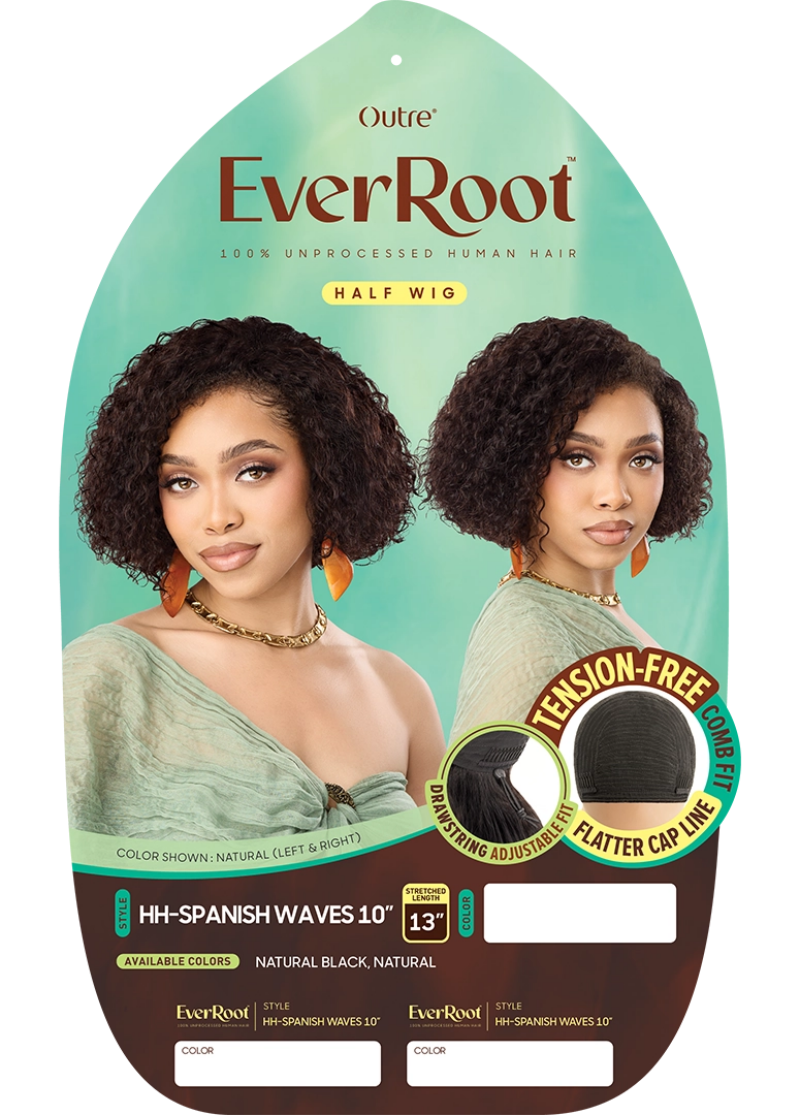 Outre EverRoot 100% Unprocessed Human Hair Half Wig SPANISH WAVES 10"