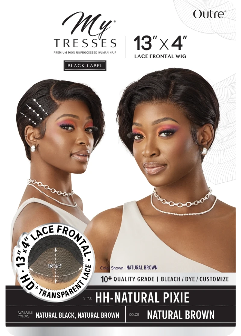 Outre My Tresses Black Label Premium 100% Unprocessed Human Hair 13x4 HD Lace Front Wig NATURAL PIXIE