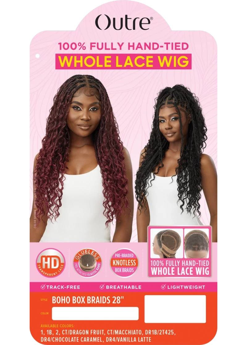 Outre Whole Lace Wig Glueless Pre-Braided Knotless HD Whole Lace Wig BOHO BOX BRAIDS 28"