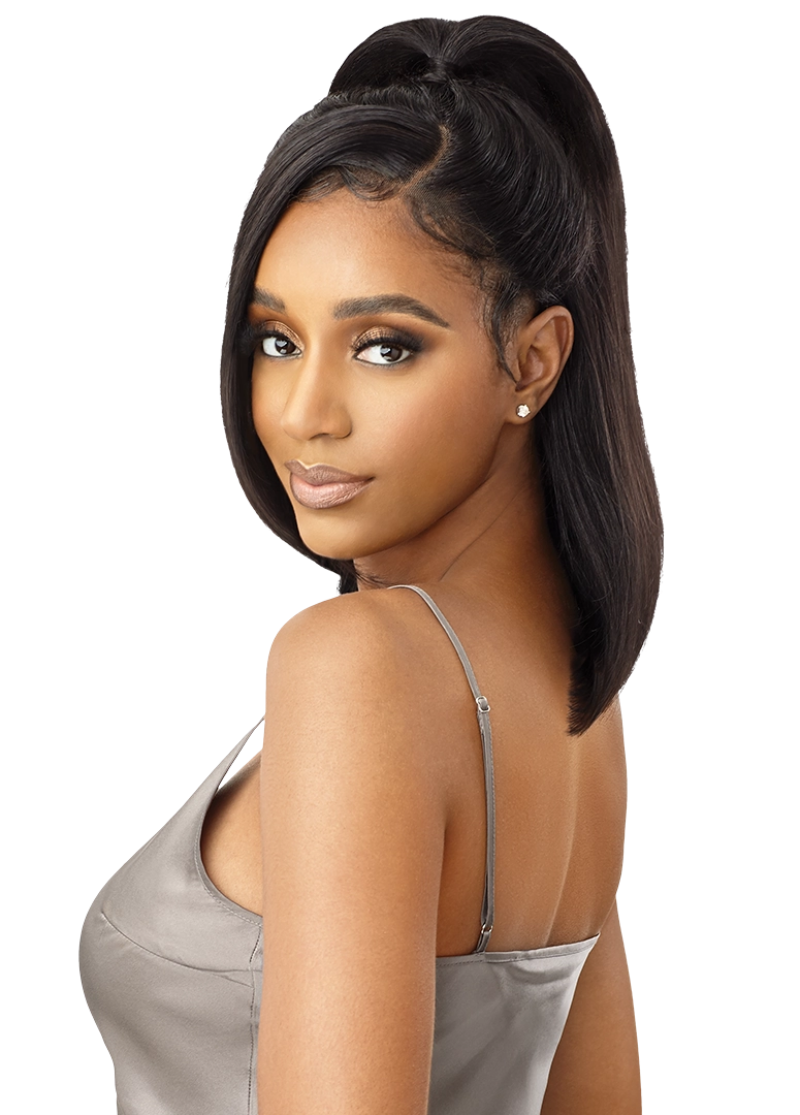 Outre My Tresses Black Label 100% Unprocessed Human Hair Glueless 13x4 HD Lace Front Wig VIRGIN STRAIGHT 14"