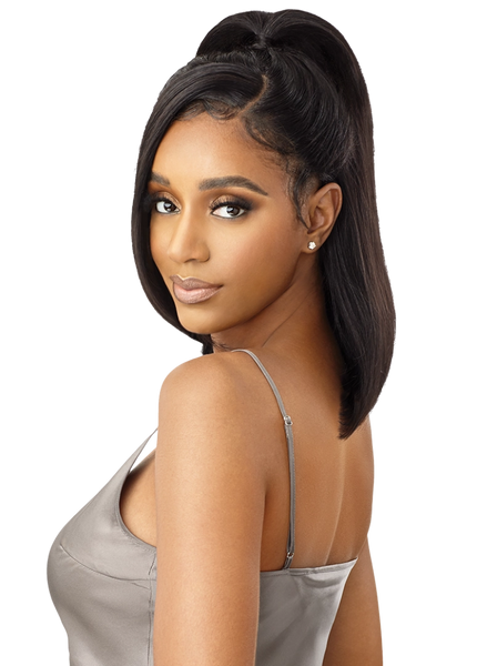Outre My Tresses Black Label 100% Unprocessed Human Hair Glueless 13x4 HD Lace Front Wig VIRGIN STRAIGHT 14"