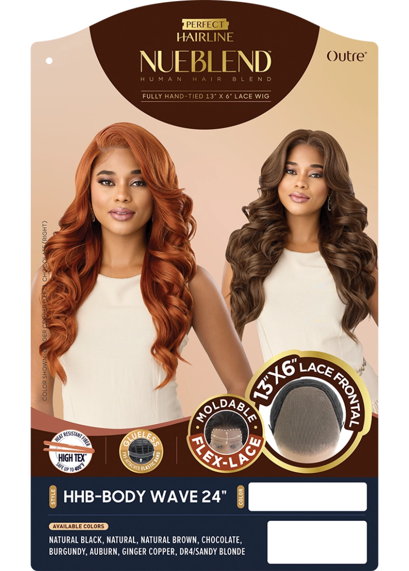 Outre Perfect Hairline Nueblend Human Hair Blend Glueless Flex-Lace 13x6 Lace Frontal Wig BODY WAVE 24"