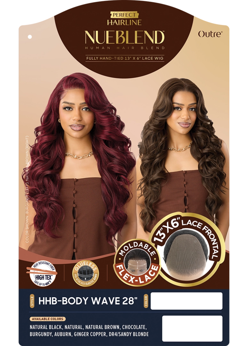 Outre Perfect Hairline Nueblend Human Hair Blend Glueless Flex-Lace 13x6 Lace Frontal Wig BODY WAVE 28"