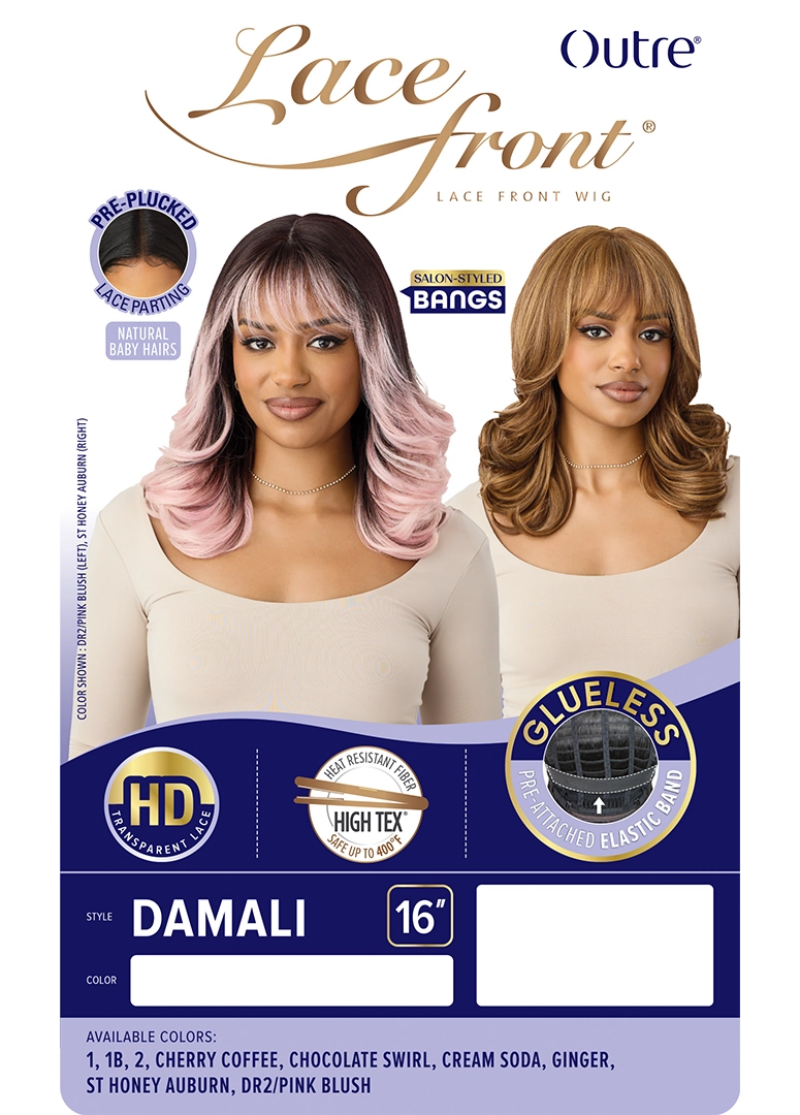 Outre Glueless Pre-Plucked HD Lace Front Part Salon-Styled Bangs Wig DAMALI