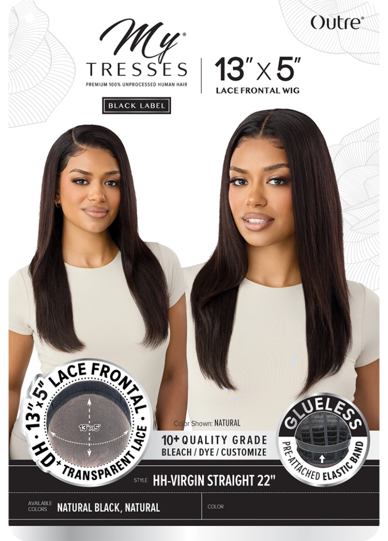 Outre My Tresses Black Label Glueless HD 13x5 Lace Frontal Wig 100% Unprocessed Human Hair  VIRGIN STRAIGHT 22"
