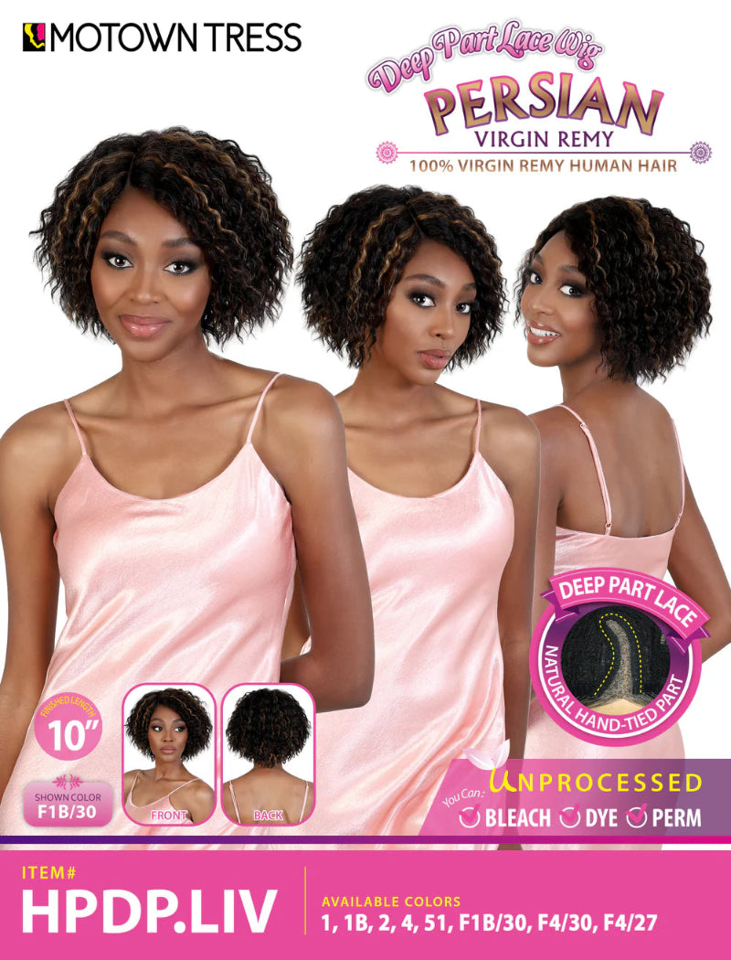 Motown Tress Persian 100% Virgin Remy Human Hair Deep Part Lace Wig HPDP.LIV