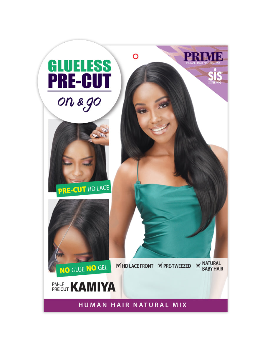 Zury Sis Prime Glueless Human Hair Blend Pre-Cut Hand-Tied HD Lace Front Wig KAMIYA