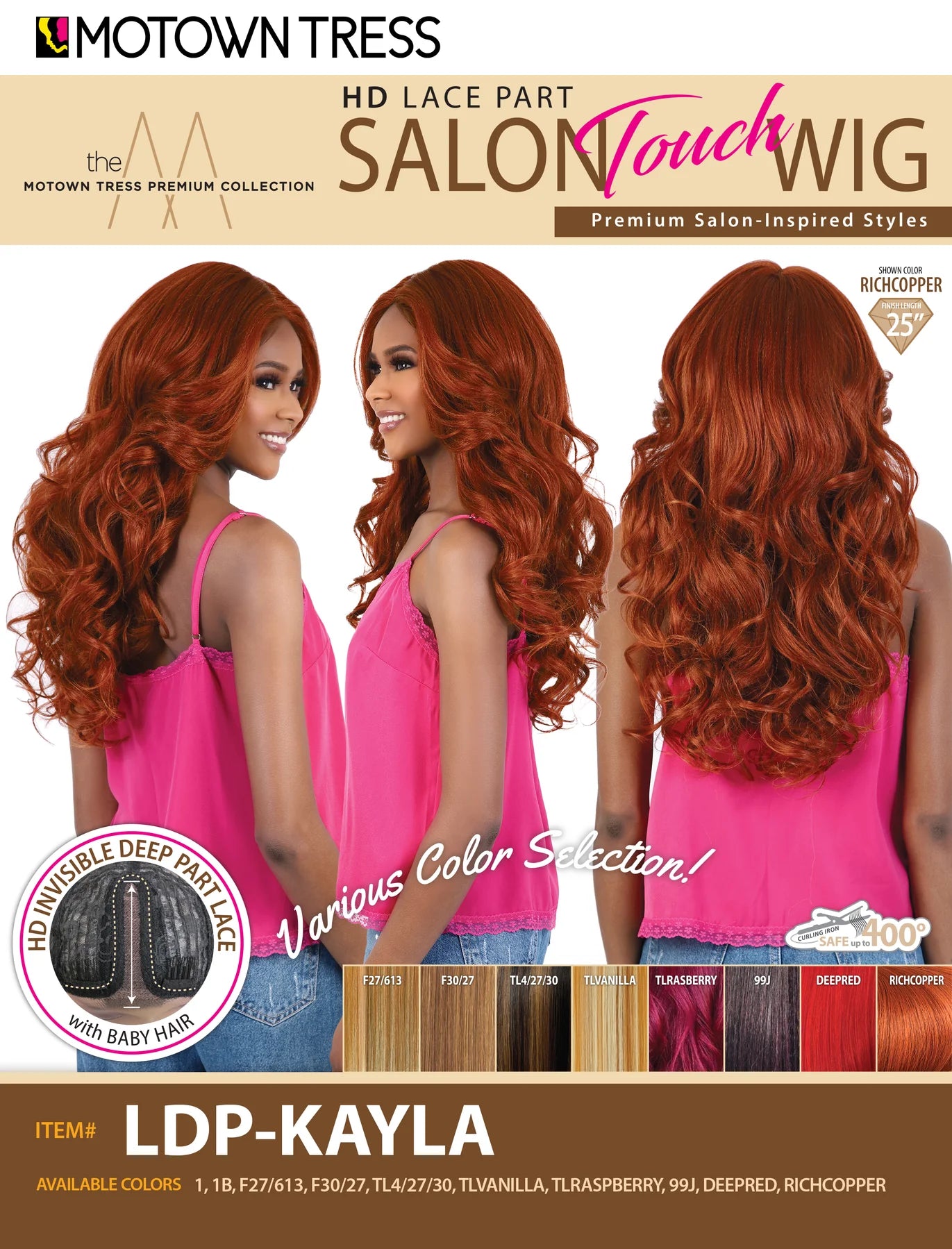 Motown Tress Salon Touch Wig Synthetic Hair HD Lace Part Wig LDP-KAYLA