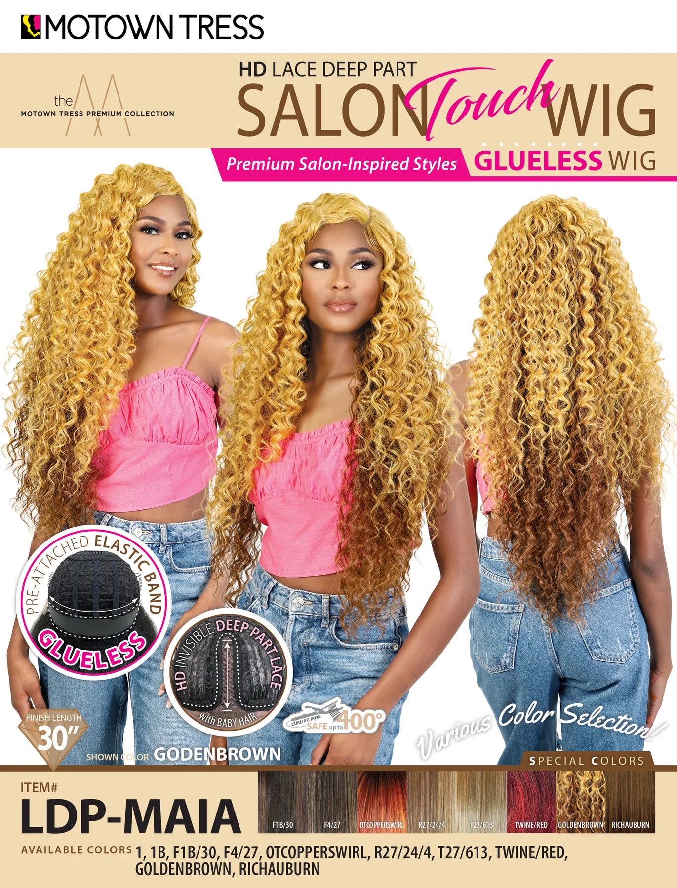 Motown Tress Salon Touch Wig Glueless Synthetic HD Lace Part Wig LDP-MAIA