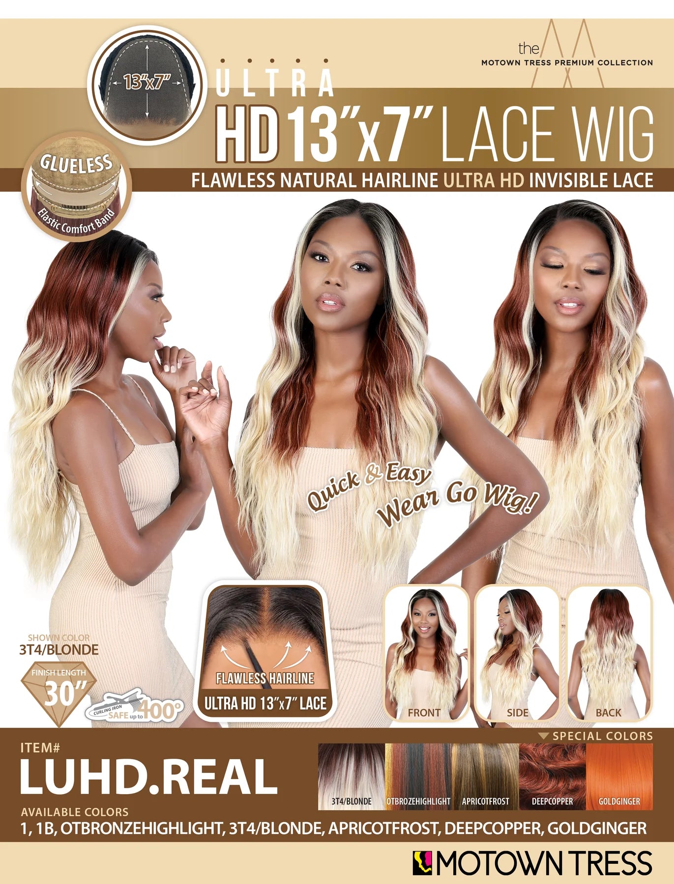 Motown Tress Ultra Glueless Synthetic HD 13X7 Lace Front Wig LUHD. REAL