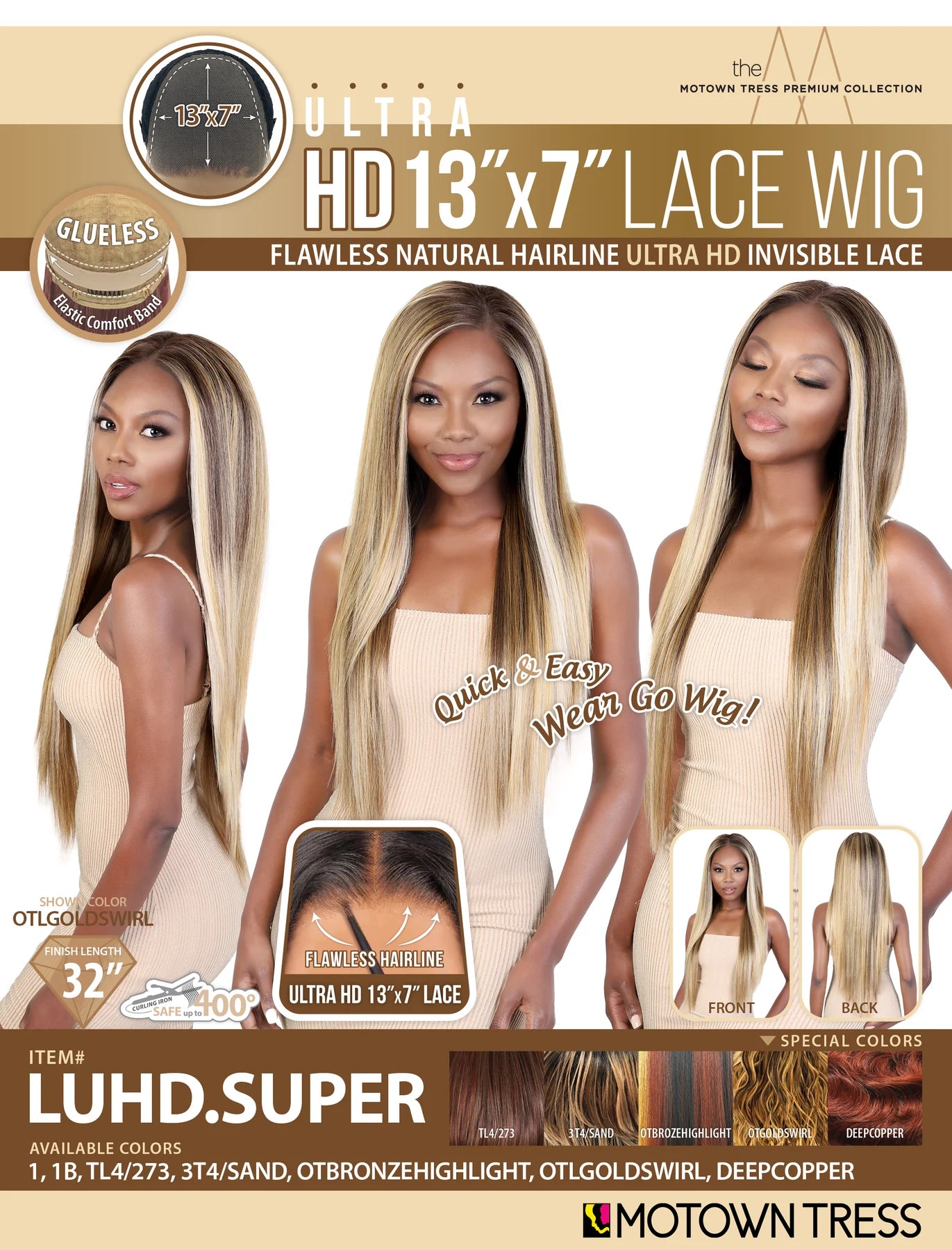 Motown Tress Ultra Glueless Synthetic HD 13X7 Lace Front Wig LUHD. SUPER
