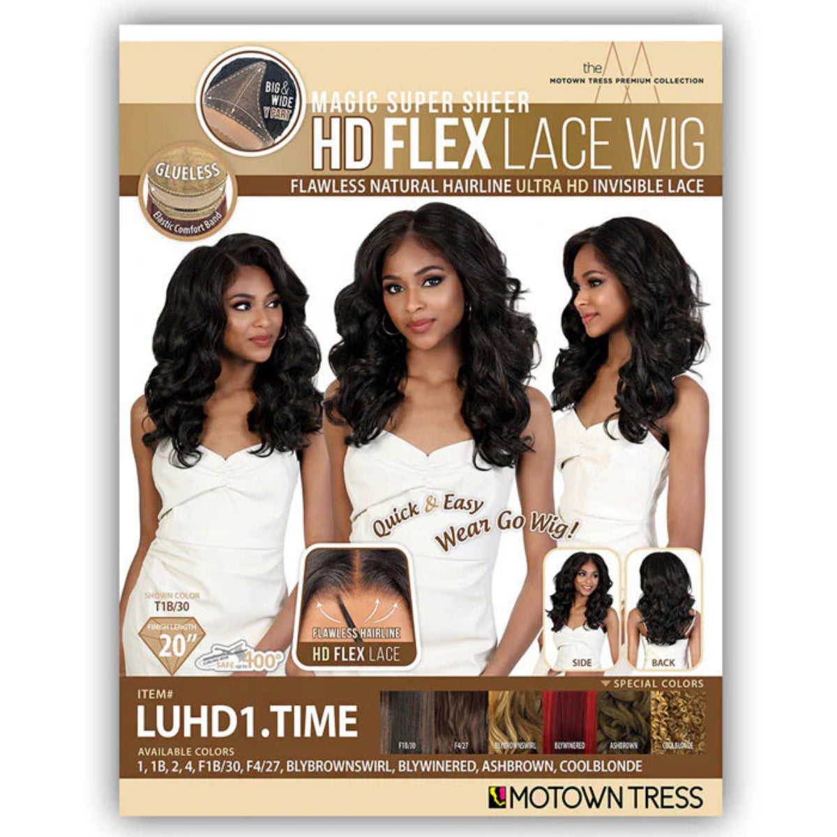 Motown Tress Glueless HD Flex Y-Part Lace Front Wig LUHD1.TIME