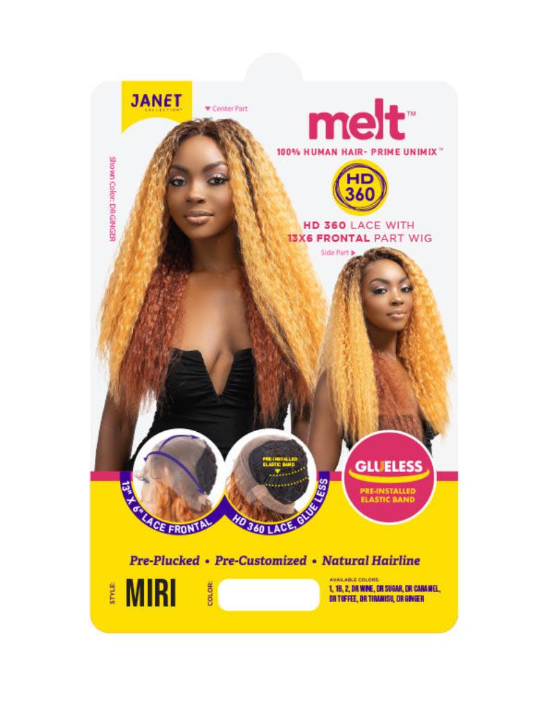 Janet Collection Melt Glueless 100% Human Hair Blend HD 360 Lace 13x6 Front Wig  MIRI