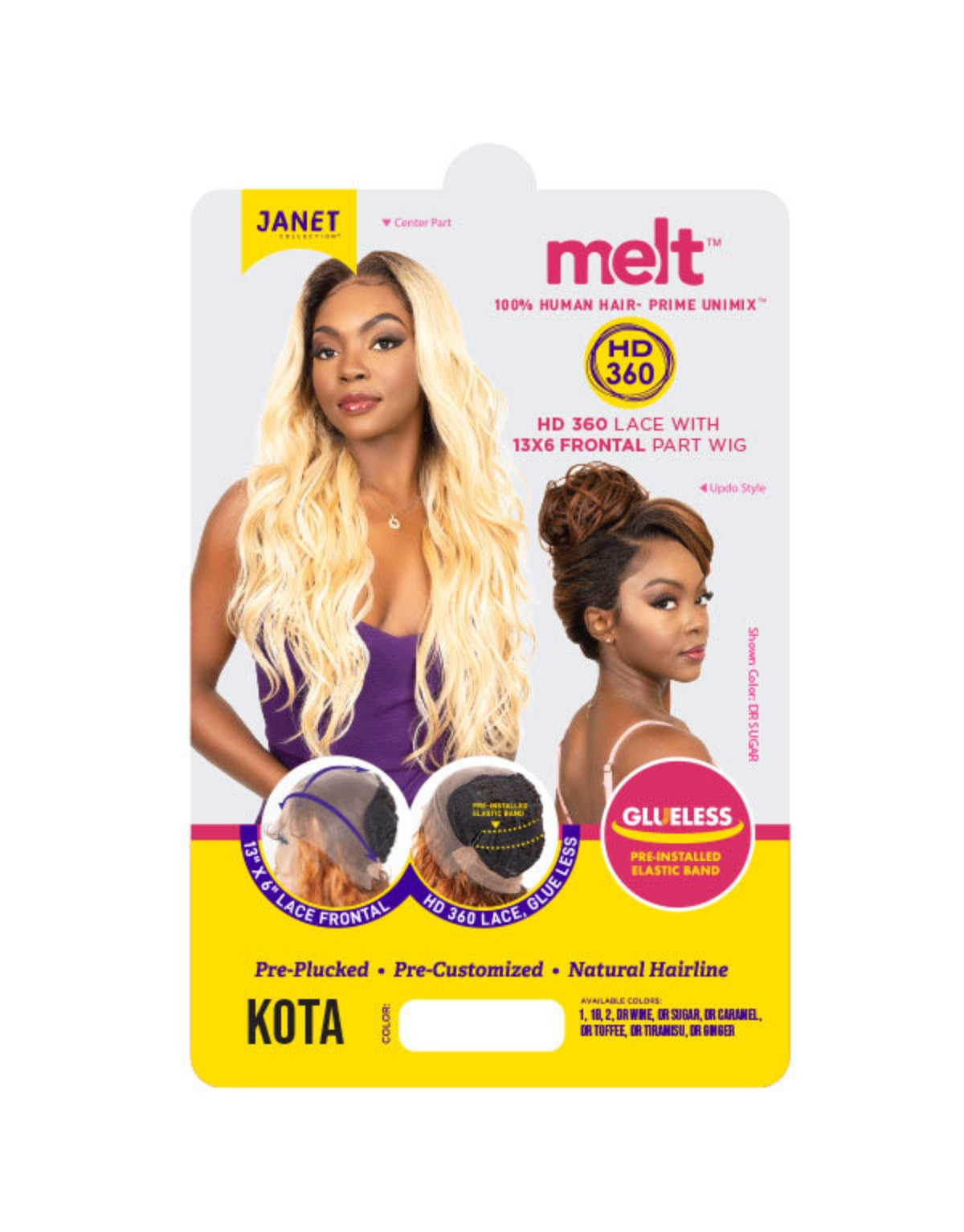 Janet Collection Melt Glueless Human Hair Mix 360 HD 13x6 Frontal Lace Wig KOTA