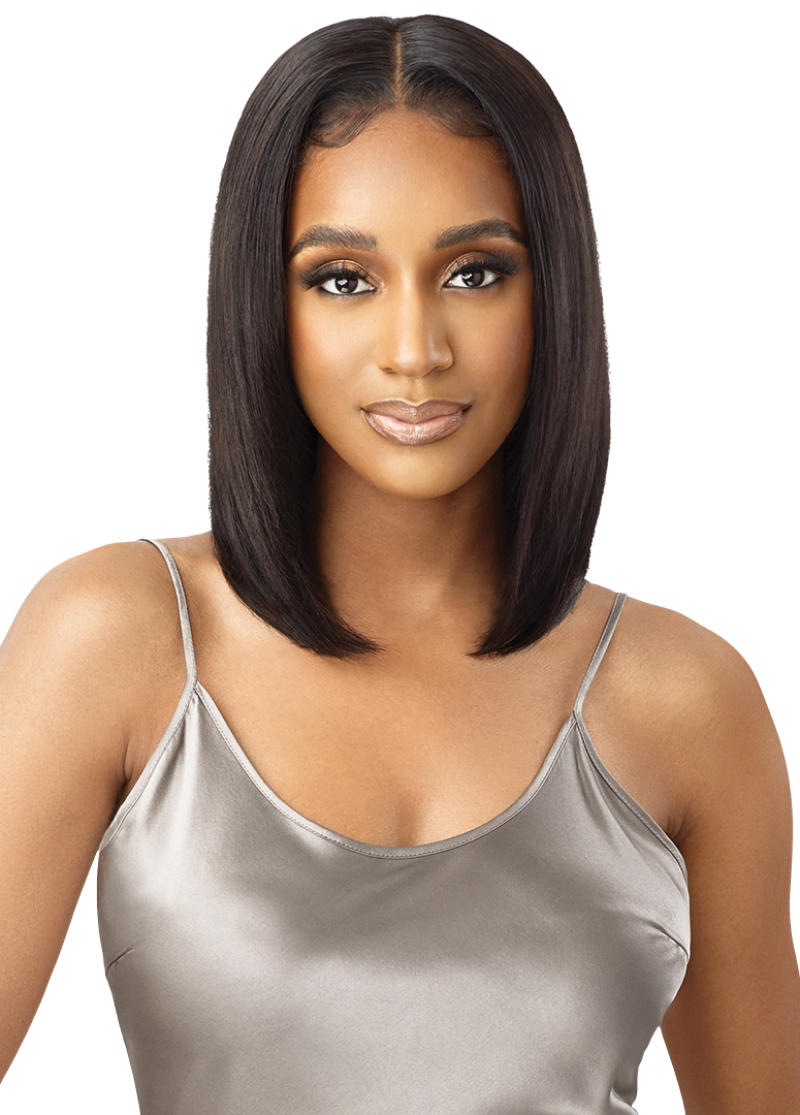 Outre My Tresses Black Label 100% Unprocessed Human Hair Glueless 13x4 HD Lace Front Wig VIRGIN STRAIGHT 14"