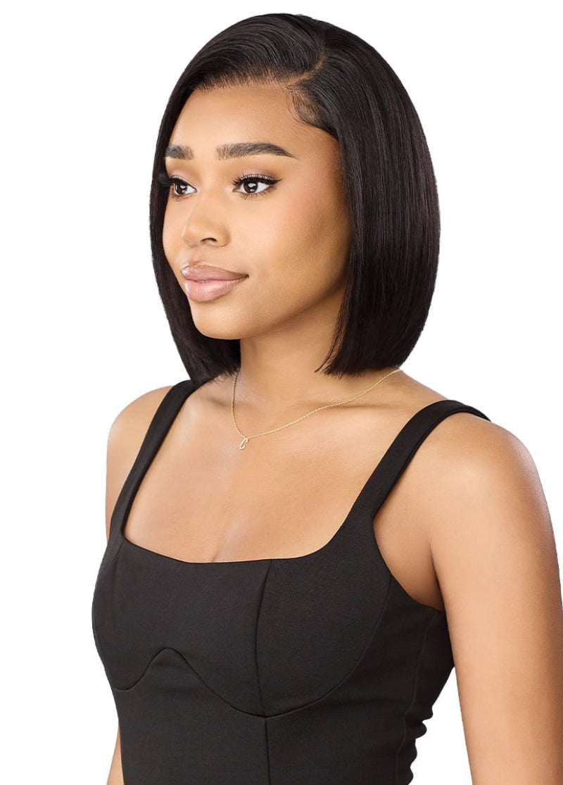 Outre My Tresses Black Label 100% Unprocessed Human Hair Glueless 13x5 HD Transparent Lace Frontal Wig STRAIGHT BOB
