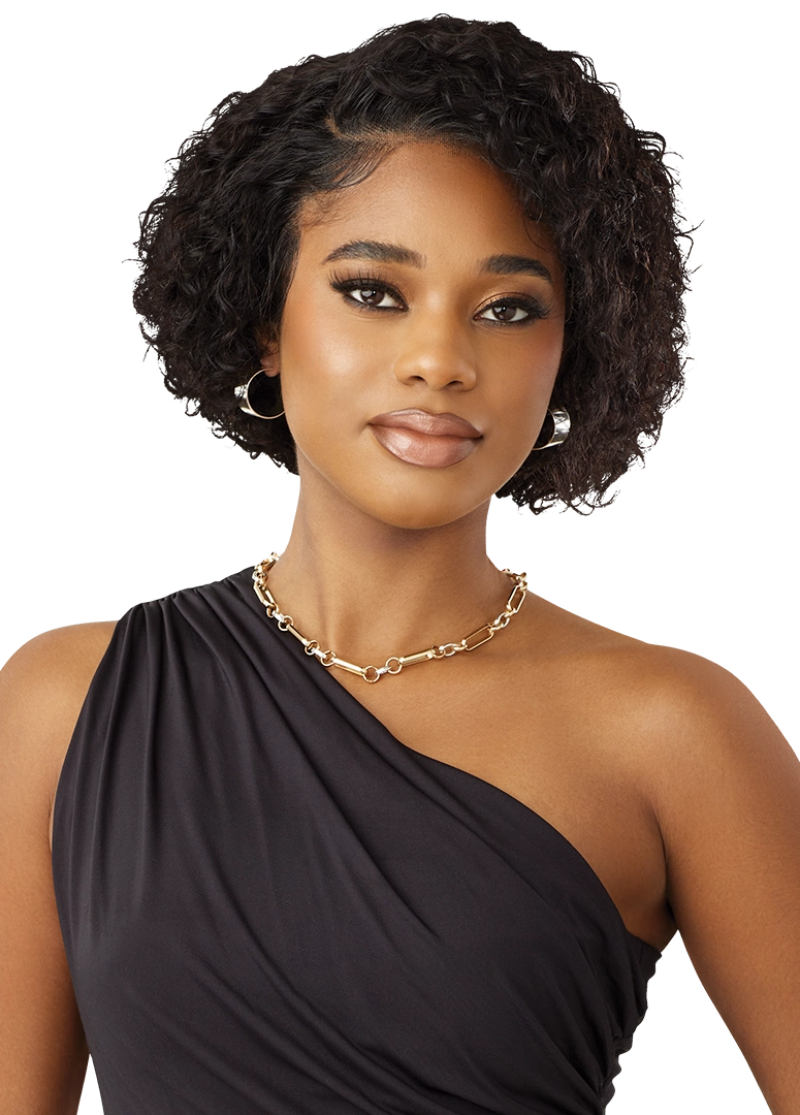 Outre My Tresses Black Label Glueless 100% Unprocessed Human Hair 13x4 HD Lace Front Wig VIRGIN DEEP BOB 8"