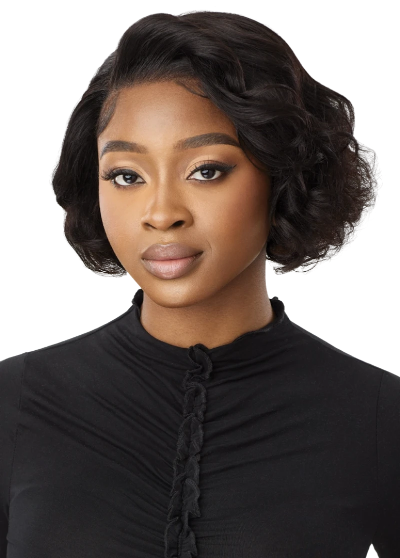 Outre My Tresses Black Label Premium 100% Unprocessed Human Hair HD 13x4 Lace Front Wig VIRGIN WAVY BOB 10"