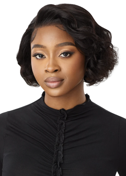 Outre My Tresses Black Label Premium 100% Unprocessed Human Hair HD 13x4 Lace Front Wig VIRGIN WAVY BOB 10"