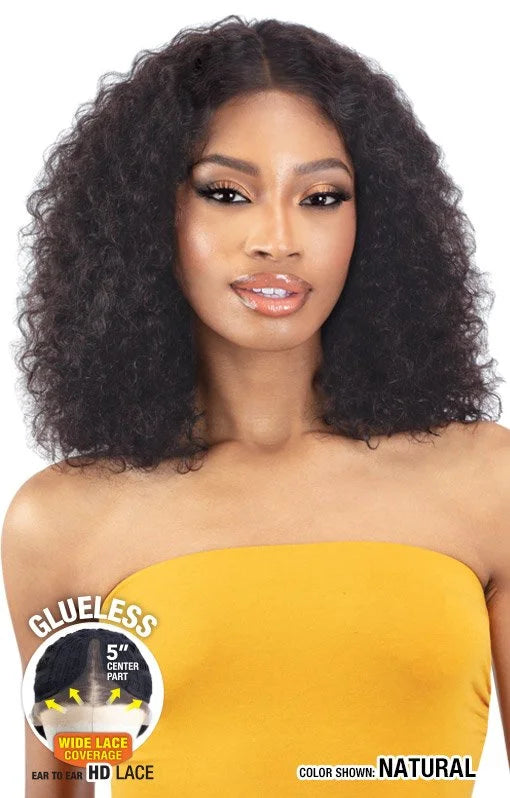 Model Model Dream Weaver 100% Human Hair Glueless HD 5" Deep Lace Part Wig BURMESE CURL 18"
