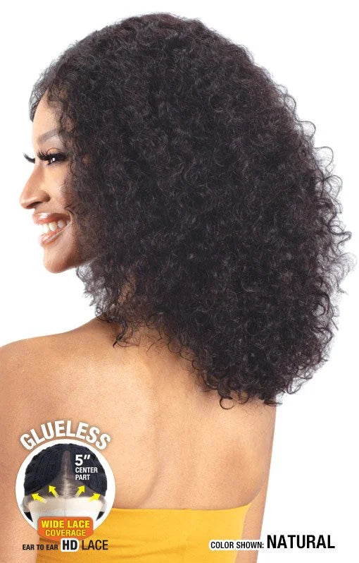 Model Model Dream Weaver 100% Human Hair Glueless HD 5" Deep Lace Part Wig BURMESE CURL 18"