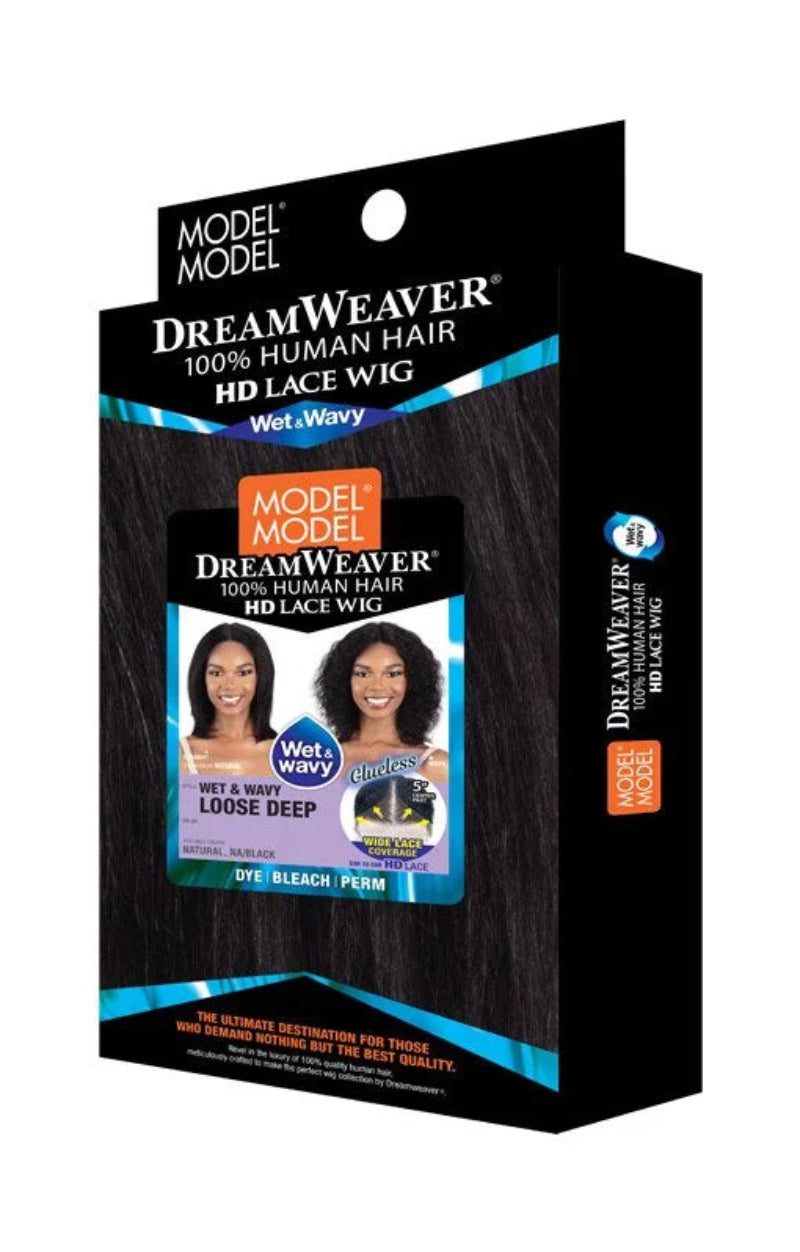 Model Model Dream Weaver 100% Human Hair Glueless HD 5" Deep Lace Part Wig WET & WAVY LOOSE DEEP