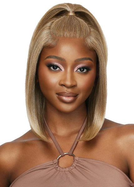 Outre Human 100% Hair Blend 5X5 Lace Closure Wig NATURAL YAKI 14"