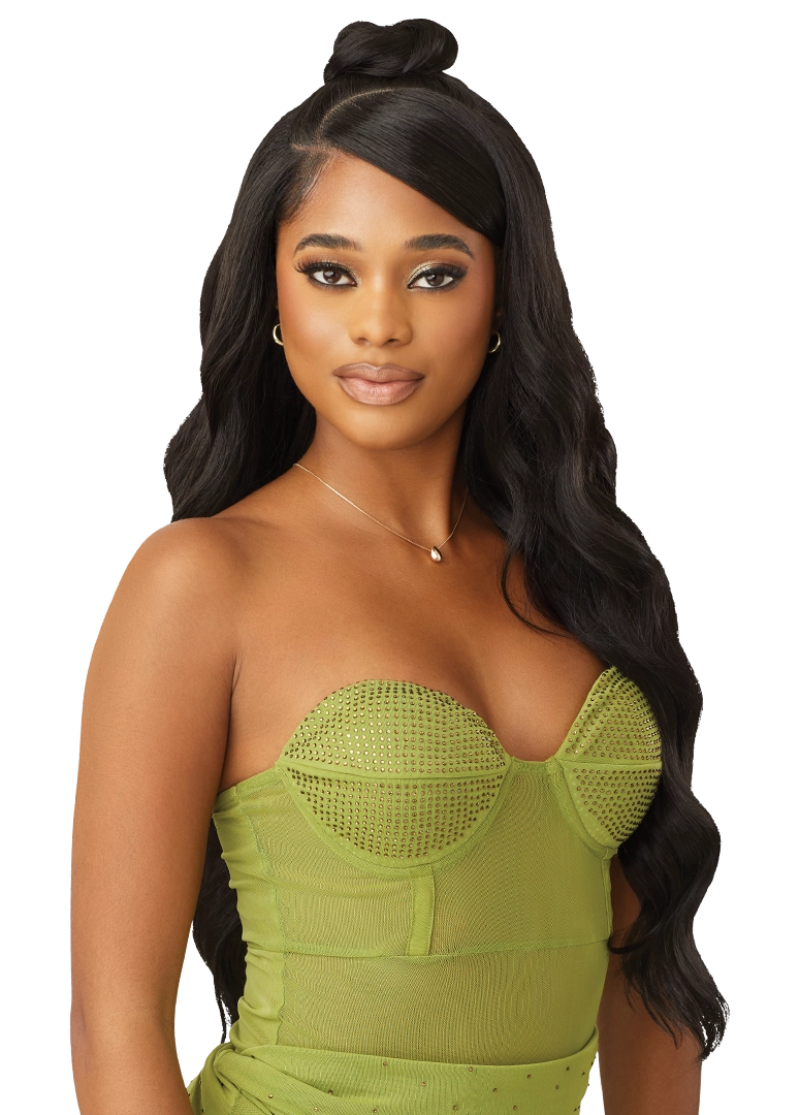 Outre Glueless 100% Human Hair Blend 6x5 Pre-Cut Lace Closure Wig LOOSE BODY 26"