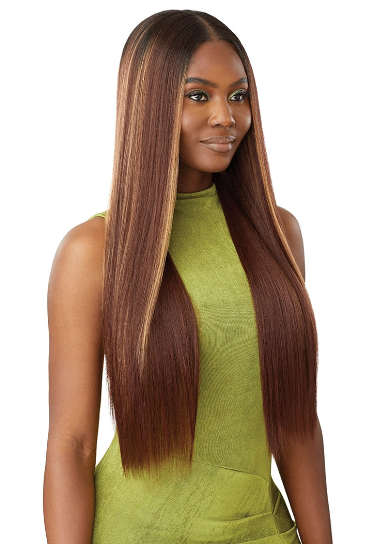 Outre Glueless 6x5 Pre-Cut Lace Closure Wig 100% Human Hair Blend SLEEK YAKI 30"