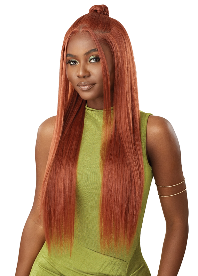 Outre Glueless 6x5 Pre-Cut Lace Closure Wig 100% Human Hair Blend SLEEK YAKI 30"