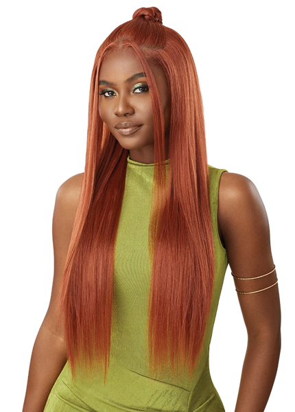 Outre Glueless 6x5 Pre-Cut Lace Closure Wig 100% Human Hair Blend SLEEK YAKI 30"