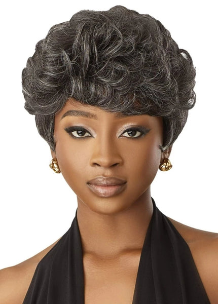 Outre Fab & Fly 100% Human Hair Gray Glamour Full Wig JOAN