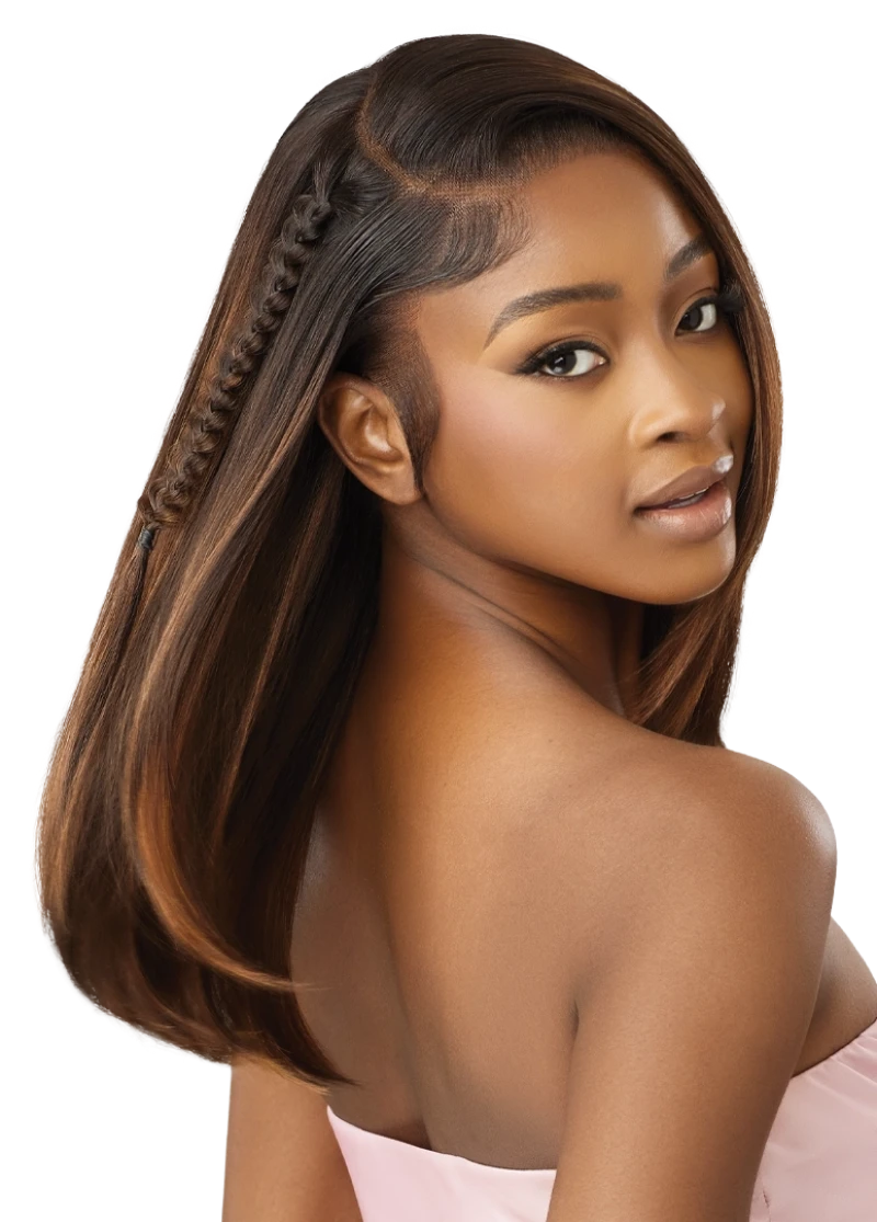 Outre Airtied Glueless Human Hair Blend 13x6 HD Lace Front 100% Fully Hand-Tied Wig SLEEK YAKI 20"