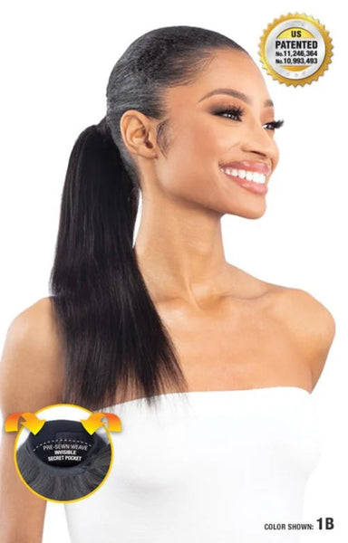 Shake N Go Secret Pocket Pony Pro Human Hair Wrap Ponytail STRAIGHT 18"