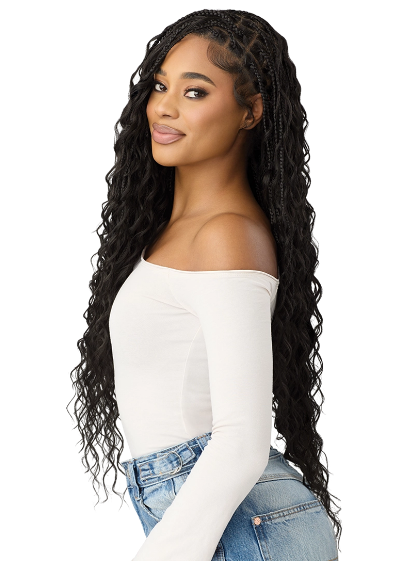 Outre 100% Full Hand Tied Glueless HD Whole Lace Wig BOHO MERMAID BOX BRAID 32"